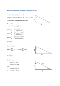 Kort repetition om trianglar och trigonometri