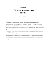 Årsplan Förskolan Bergmansgården 2015/16