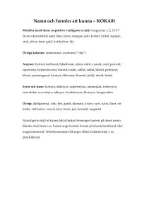 Namn och formler att kunna – KOKA01