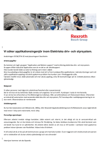 Vi söker applikationsingenjör inom Elektriska driv- och
