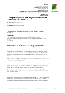 Transport av patient med högsmittsam sjukdom