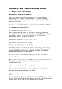 Matematik 4 Kap 1 Trigonometri och formler