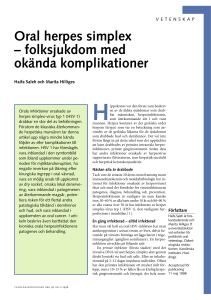 Oral herpes simplex - folksjukdom med okända