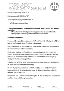 FSDB:s yttrande 2016-12-30 - Förbundet Sveriges Dövblinda