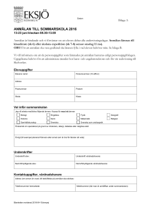 Blankett - Anmälan till sommarskola 2016