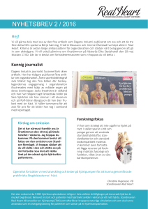 nyhetsbrev 2 / 2016 - Scandinavian Real Heart