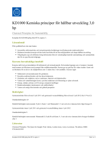KTH | KD1000 Kemiska principer för hållbar utveckling 3,0 hp