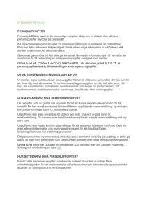 INTEGRITETSPOLICY PERSONUPPGIFTER För oss