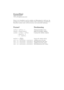 Formelblad Formel Benämning