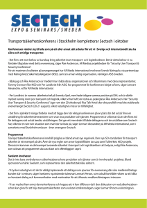 Transportsäkerhetskonferens i Stockholm kompletterar Sectech i