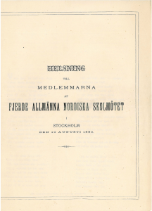 FJERDE ALLMÄNNA NORDISKA SKOLMÖTET . I
