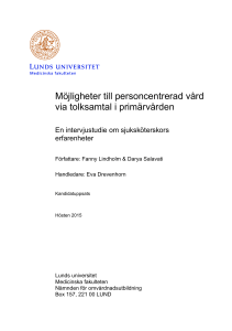 Möjligheter till personcentrerad vård via tolksamtal i
