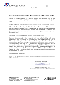 Examensarbetare till Enheten för Diabetesforskning vid Södertälje