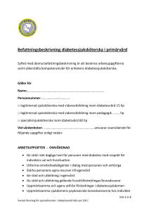 Befattningsbeskrivning för diabetessjuksköterskor i primärvård