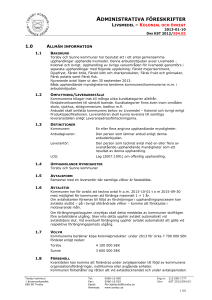 Livsmedel - Kolonial och övrigt Adm Föreskrifter
