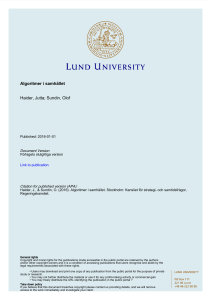 Algoritmer i samhället - Research Portal