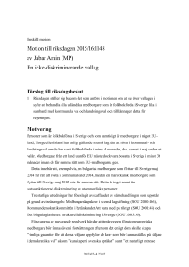 201516MP1205 Vallagen ska inte vara diskriminerande