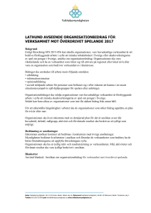 Lathund avseende organisationsbidrag för verksamhet mot