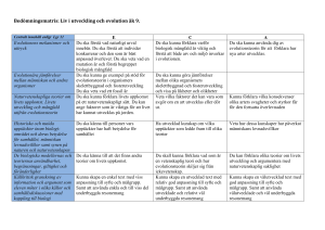 Bedömningsmatris: Liv i utveckling och evolution åk 9.
