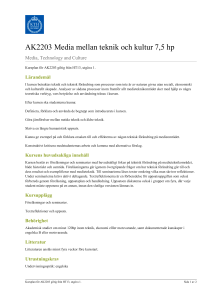 KTH | AK2203 Media mellan teknik och kultur 7,5 hp
