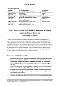 Policy för arbetsmiljö och jämlikhet avseende studenter och