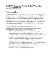Lab11 ” Svängningar”(se kursboken `Analys i en variabel`sid 347-349)