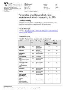 Tarmsmittor - checklista smittrisk, vårdhygieniska rutiner och