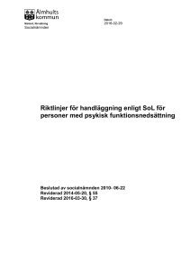 Riktlinjer för handläggning enligt SoL för personer med psykisk