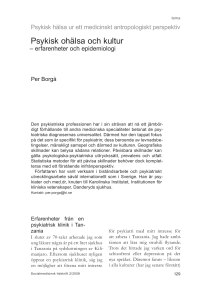 Psykisk ohälsa och kultur - Socialmedicinsk tidskrift
