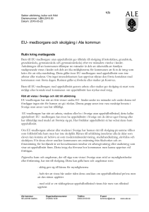 EU- medborgare och skolgång i Ale kommun