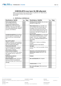 CHECKLISTA mor barn för BB eftervård