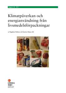 Klimatpåverkan och energianvändning från livsmedelsförpackningar