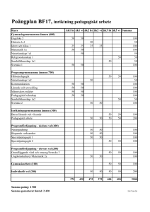 Poängplan BF17, inriktning pedagogiskt arbete