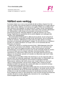 Välfärd som verktyg - Feministiskt initiativ