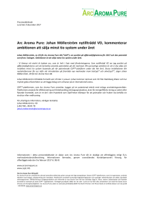Arc Aroma Pure: Johan Möllerström nytillträdd