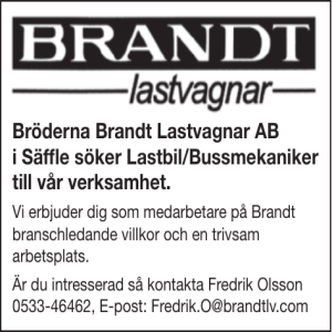 Bröderna Brandt Lastvagnar AB i Säffle söker Lastbil