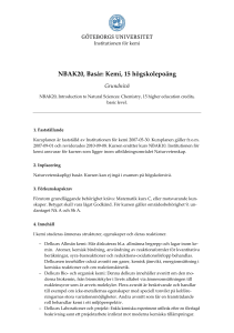 NBAK20, Basår: Kemi, 15 högskolepoäng