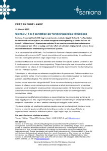 Michael J. Fox Foundation ger forskningsanslag till
