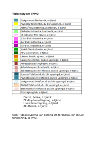 Tidbokstyper i PMO Dietist, besök, e