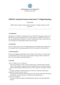 KER210 - Institutionen för kemi och molekylärbiologi