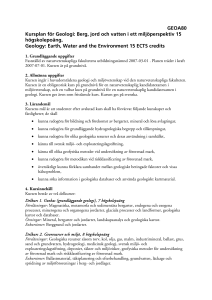 GEOA80 Kursplan för Geologi: Berg, jord och vatten i ett