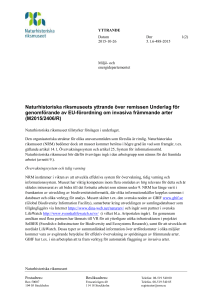 Naturhistoriska riksmuseets yttrande över remissen