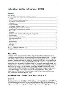 Nyhetsbrev om EU-rätt nummer 5 2016