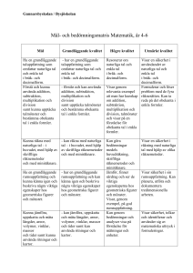 Mål- och bedömningsmatris Matematik, år 4-6