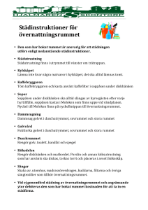 Städinstruktioner för övernattningsrummet