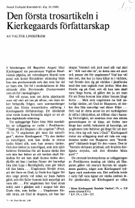 Den första trosartikeln i Kierkegaards författarskap