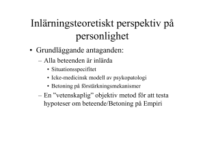 Inlärningsteoretiskt perspektiv på personlighet