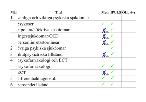 1 vanliga och viktiga psykiska sjukdomar psykoser bipolära/affektiva