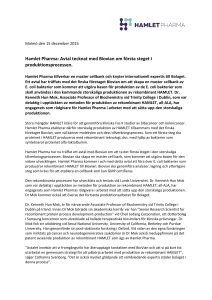 Hamlet Pharma: Avtal tecknat med Biovian om första steget i