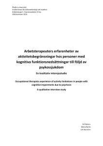 Arbetsterapeuters erfarenheter av aktivitetsbegränsningar hos